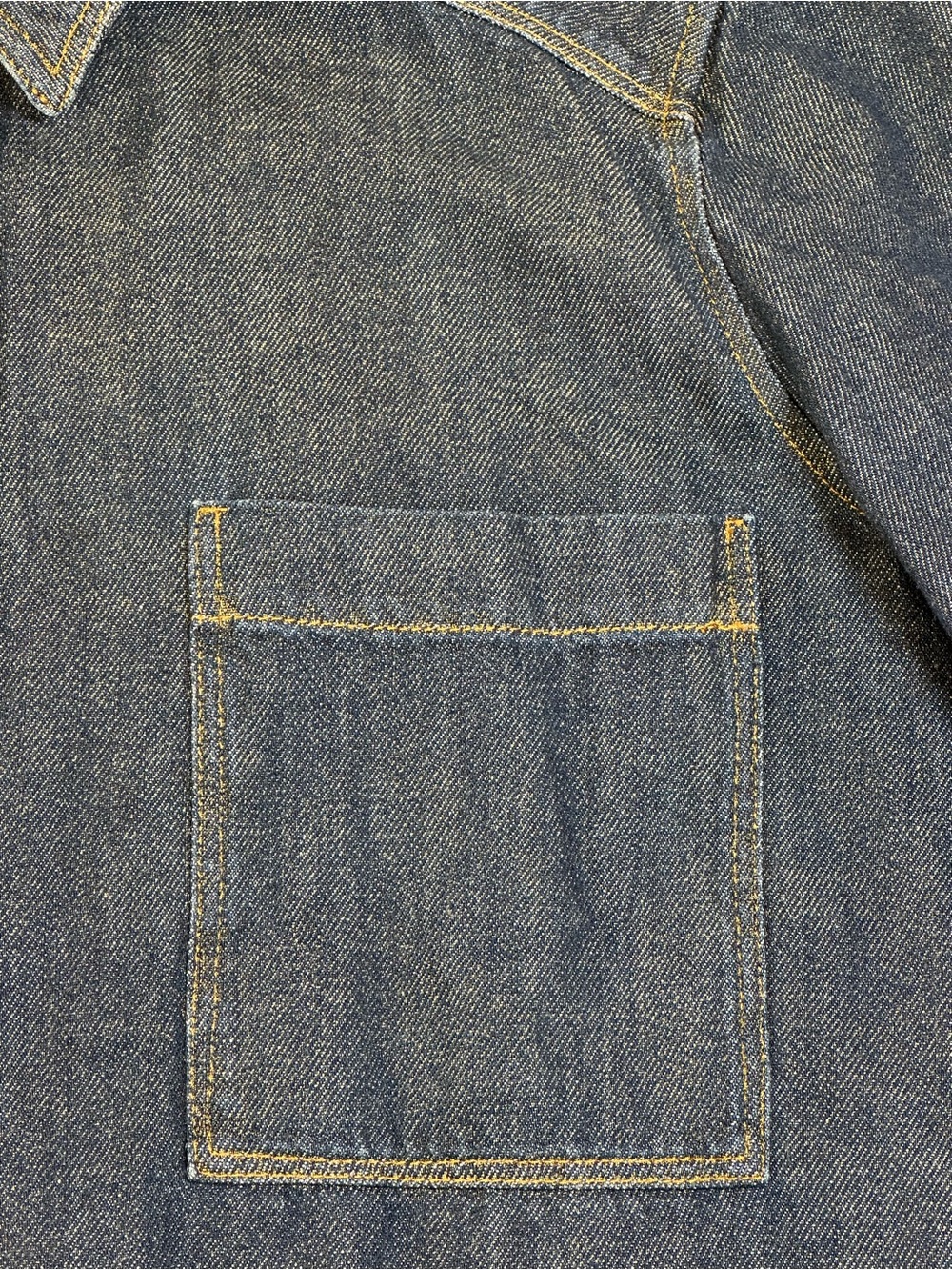 Momoni Aura Denim Laminé Shirt, Snap Front, Raw Hem - Women 42 US 12/14 - Picture 9 of 15